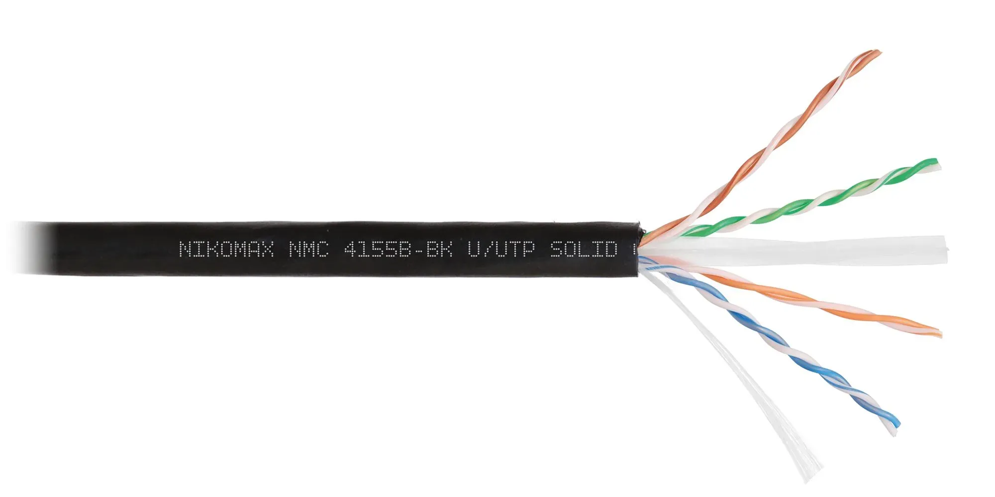 Витая пара U/UTP 4 пары Кат 6a solid BC AWG23 (0.57мм) OUT PE черный 500м