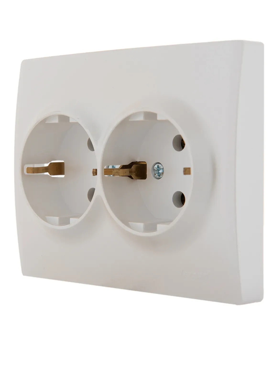 KARINA Розетка двойная с/з керамика жемчужно-белый перламутр (10шт/120шт) Lezard 707-3000-127