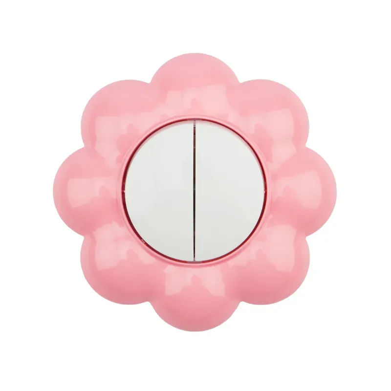 Выключатель двухклавишный KRANZ HAPPY Цветок скрытой установки, белый/розовый REXANT KR-78-0624