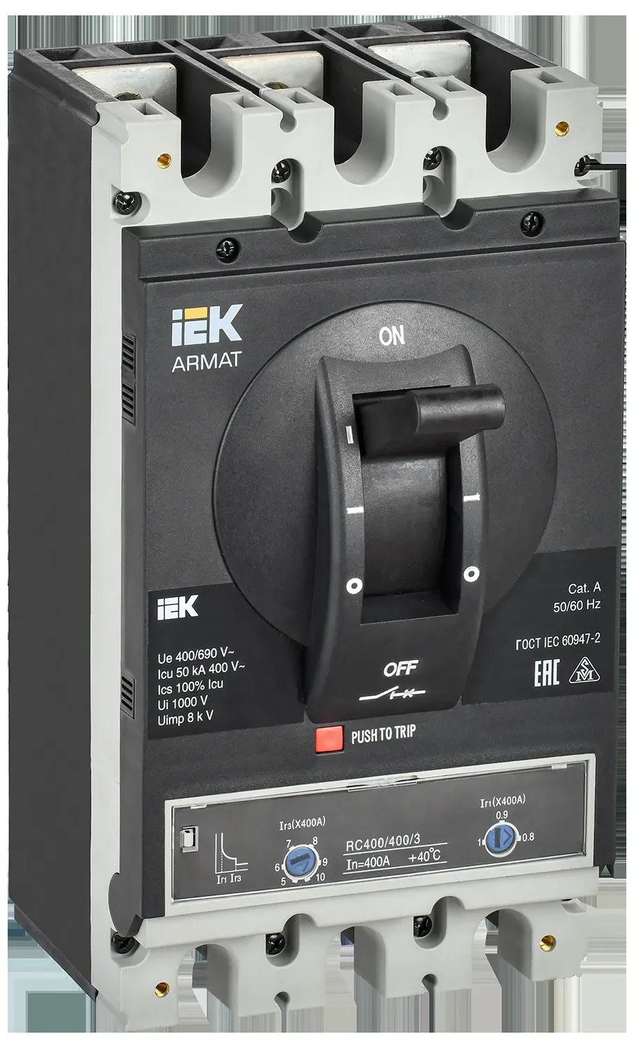 Armat автоматический выключатель в литом корпусе 3p типоразмер h 50ка 400а расцепитель термомагнитный регулируемый IEK AR-MCCB-3H-050-0400A-ATUC