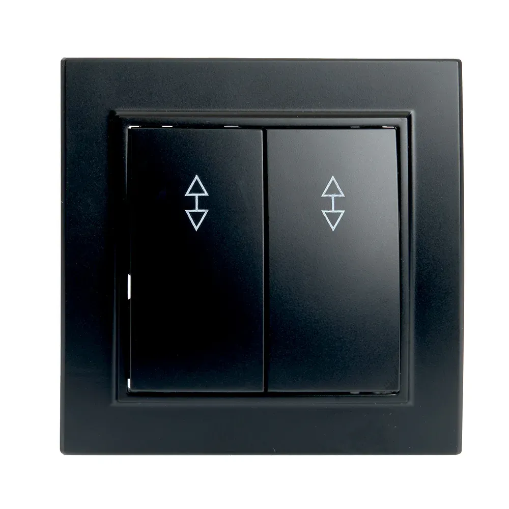 Переключатель двухклавишный, 250В, 10А, серия Эрна, черный Stekker FERON 39921