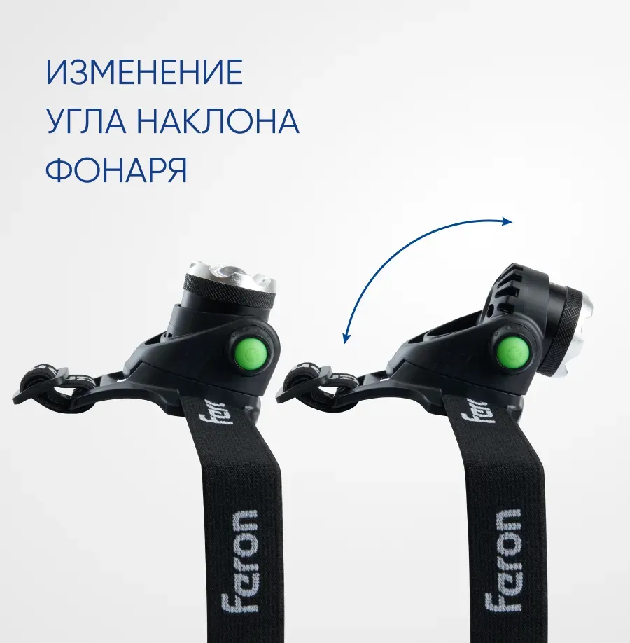Фонарь светодиодный налобный аккумуляторный ZOOM 5w 2х18650 IP44 пластик алюминий