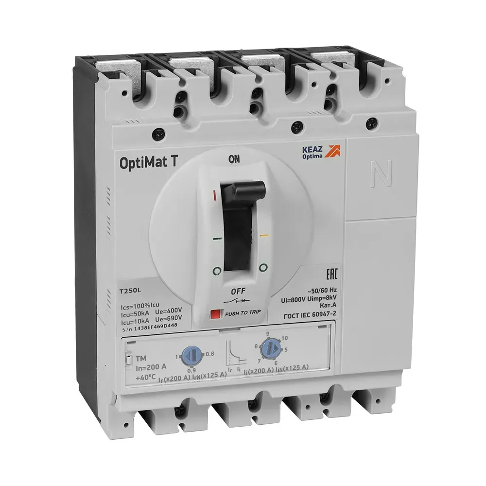 Выключатель автоматический для защиты двигателя optimat t250v m-m 250a 3p КЭАЗ 356673