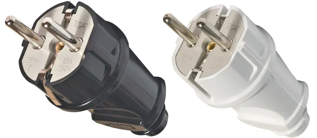 Вилка электрическая прямая с заземлением 16А 250В белая FIT 83311