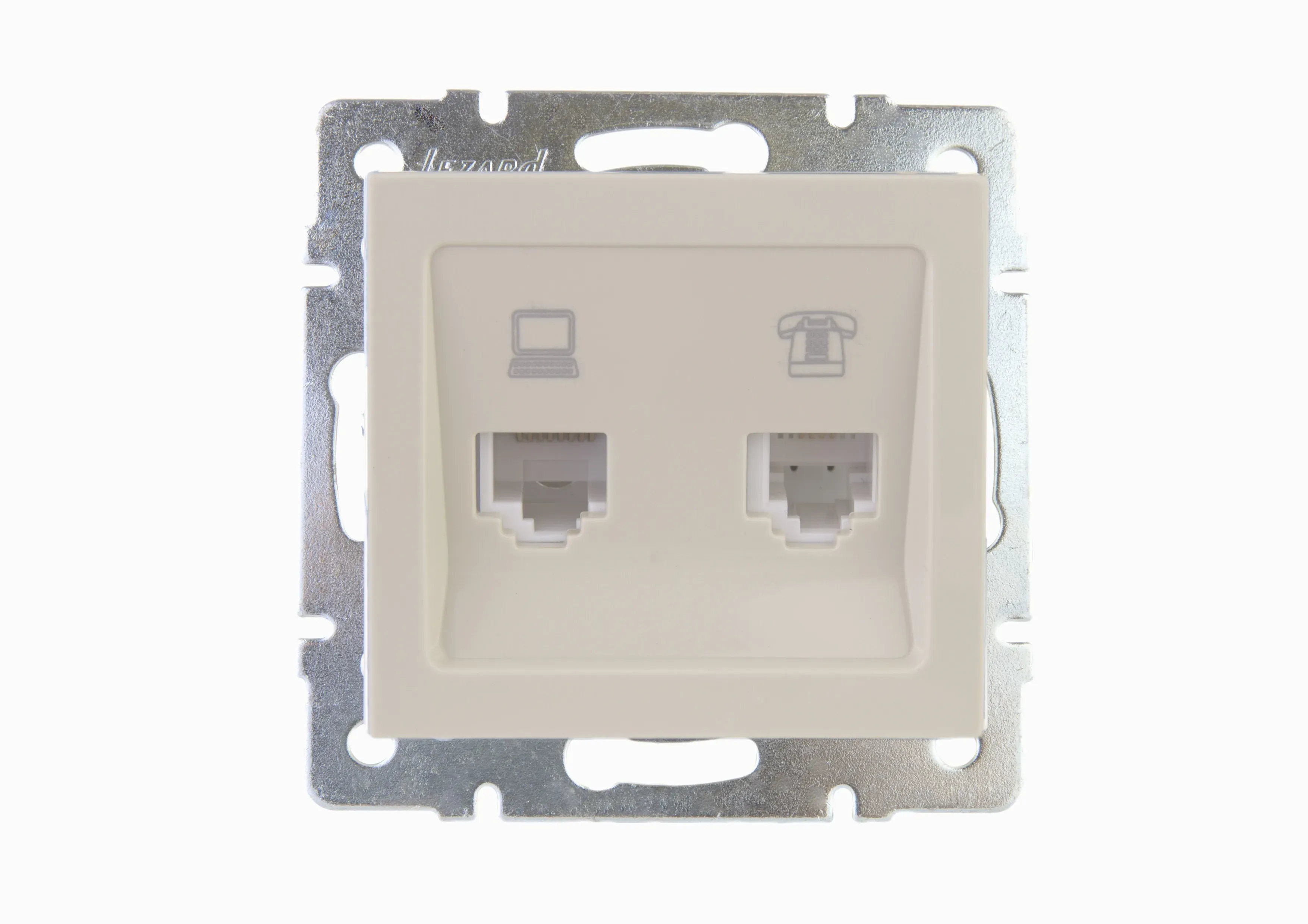 Розетка RAIN компьютерная + телефон крем механизм Lezard 703-0388-143