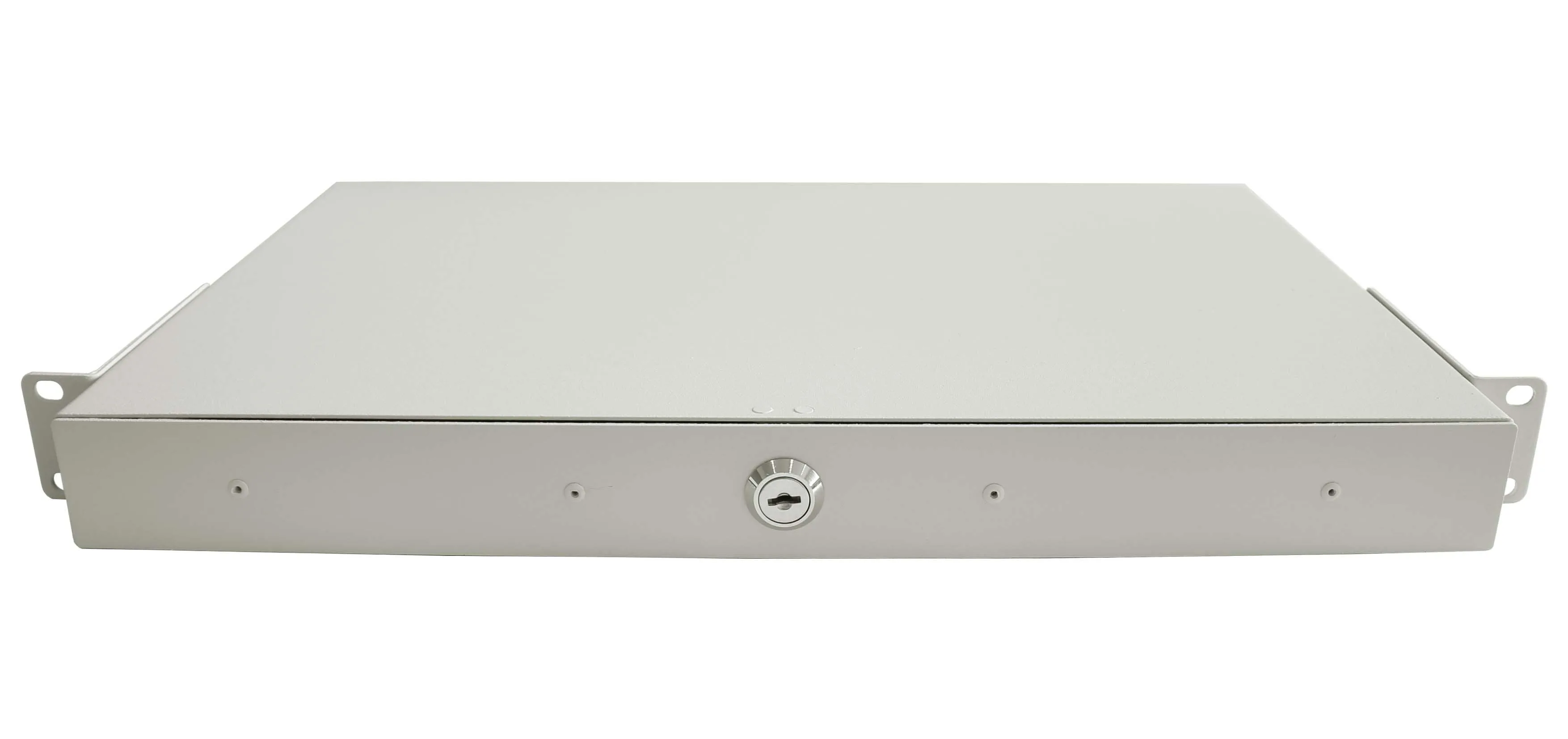 Cabeus ODF-19-24FC-K-GY-T Кросс оптический стоечный выдвижной, с замком, 19, до 24 портов FC(ST), сплошная панель, серый