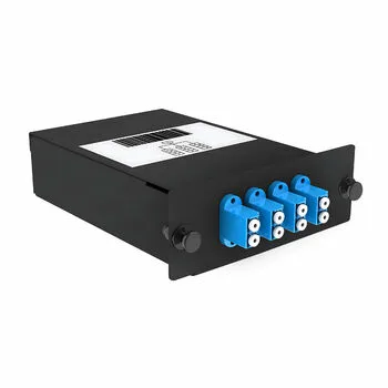Cabeus FO-9-1x8MPO(m)/А-8xLC/U-А-BK Кассета кроссовая 1 разъем MPO/АPC (male) 9/125, на 8 LC/UPС (4 DLC/UPC), черный