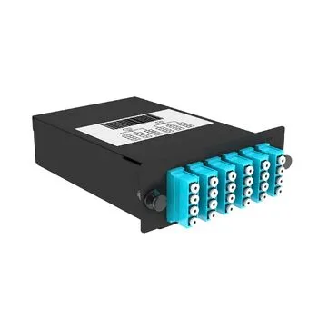 Cabeus FO-OM3-2x12MPO(m)/U-24xLC/U-A-BK Кассета кроссовая 2 разъема MPO/UPC (male) 50/125 OМ3, на 24 LC/UPС (6 QLC/UPC), черный