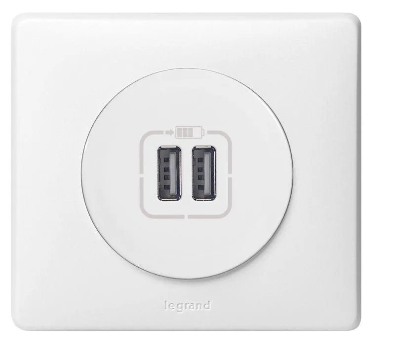 Celiane Панель лицевая розетки USB белая