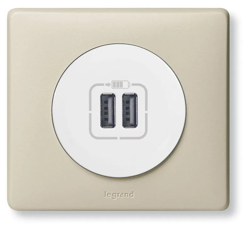Celiane Панель лицевая розетки USB белая