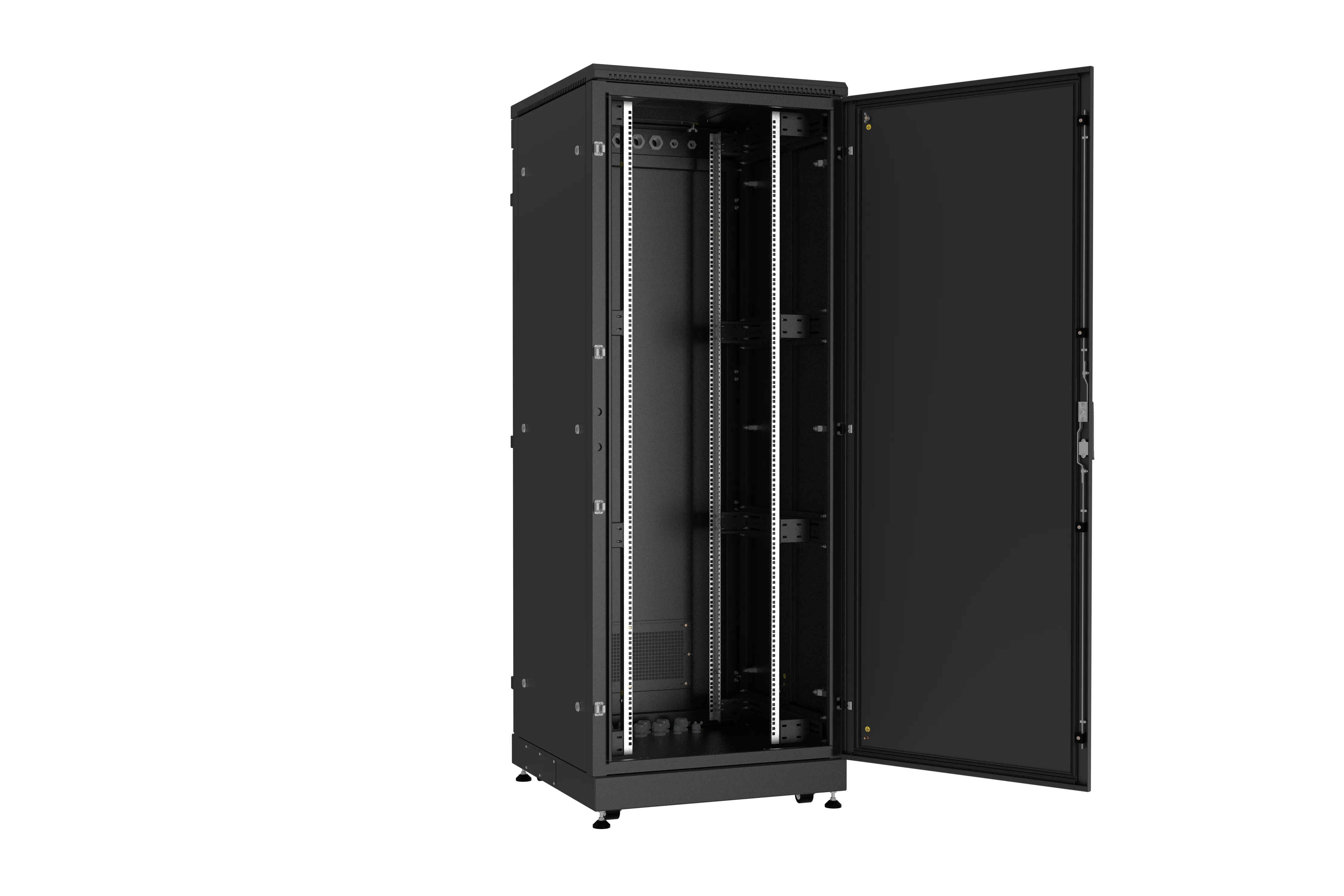 Напольный шкаф NIKOMAX 19", 42U, промышленный, цельнометаллические двери, степень защиты IP54, Ш800хВ2070хГ800мм, черный. TFM-428080-MMMM-BK
