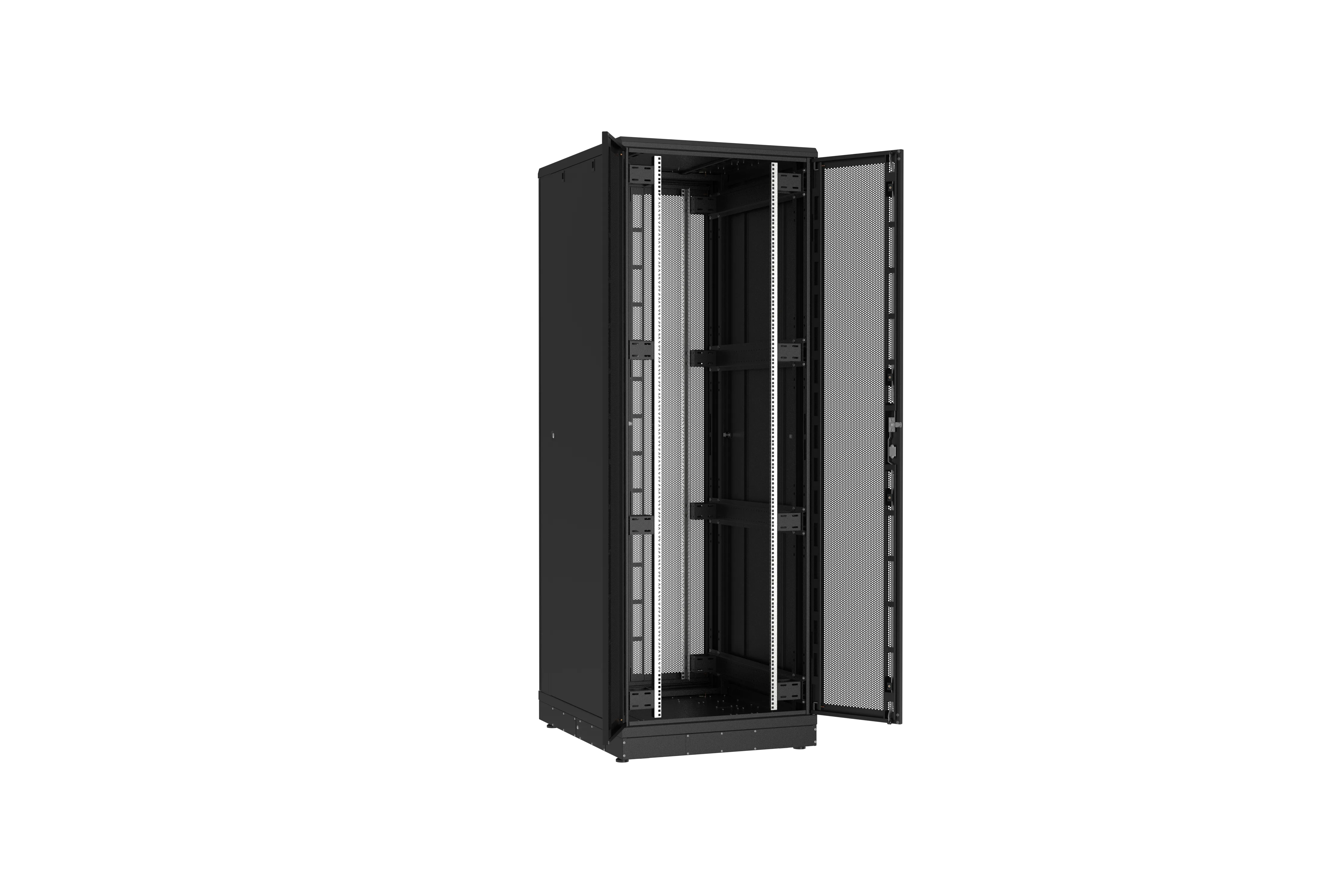 Напольный шкаф NIKOMAX серии TFR-R2 19", 47U, двустворчатые перфорированные двери, металлические стенки, Ш800хВ2232хГ1000мм, в разобранном виде, черный TFR-478010-WMWM-R2-BK