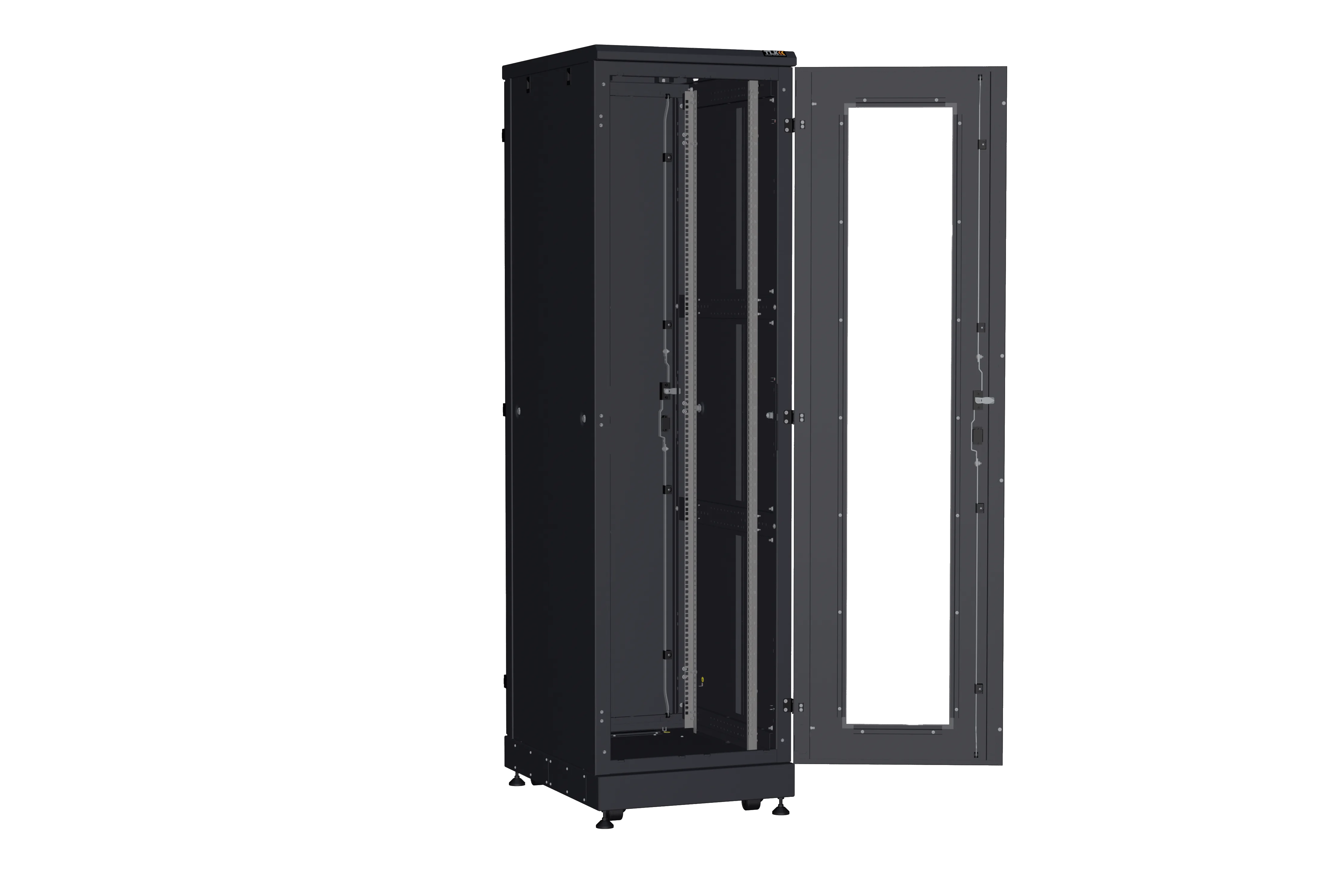 Напольный шкаф NIKOMAX серии TFA-R 19", 42U, дверь со стеклом и металлическая, металлические стенки, Ш600хВ2114хГ800мм, в разобранном виде, черный TFA-426080-GMMM-R-BK