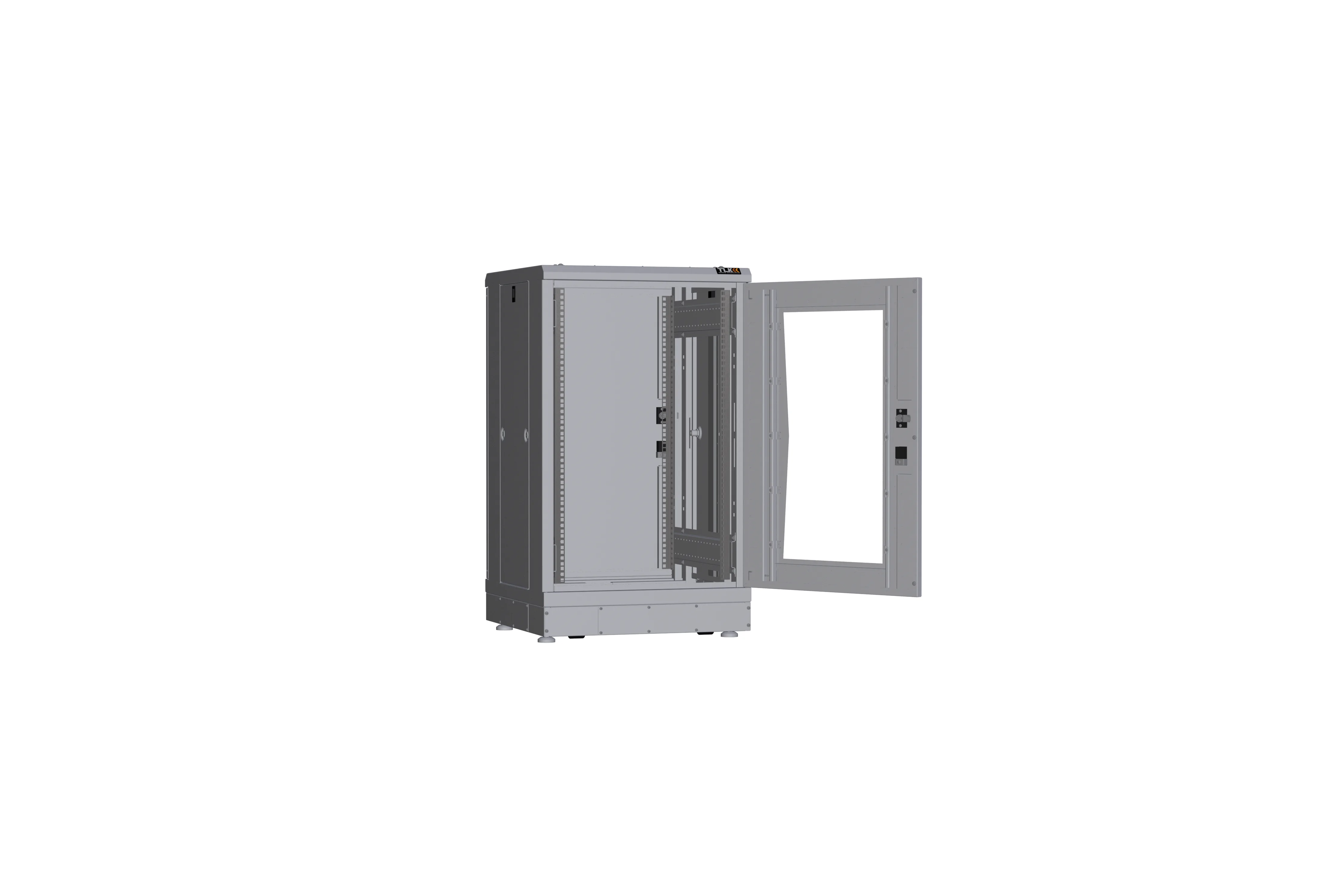 Напольный шкаф NIKOMAX серии TFR-R2 19", 18U, дверь со стеклом и металлическая, металлические стенки, Ш600хВ1007хГ600мм, в разобранном виде, серый tfr-186060-gmmm-r2-gy