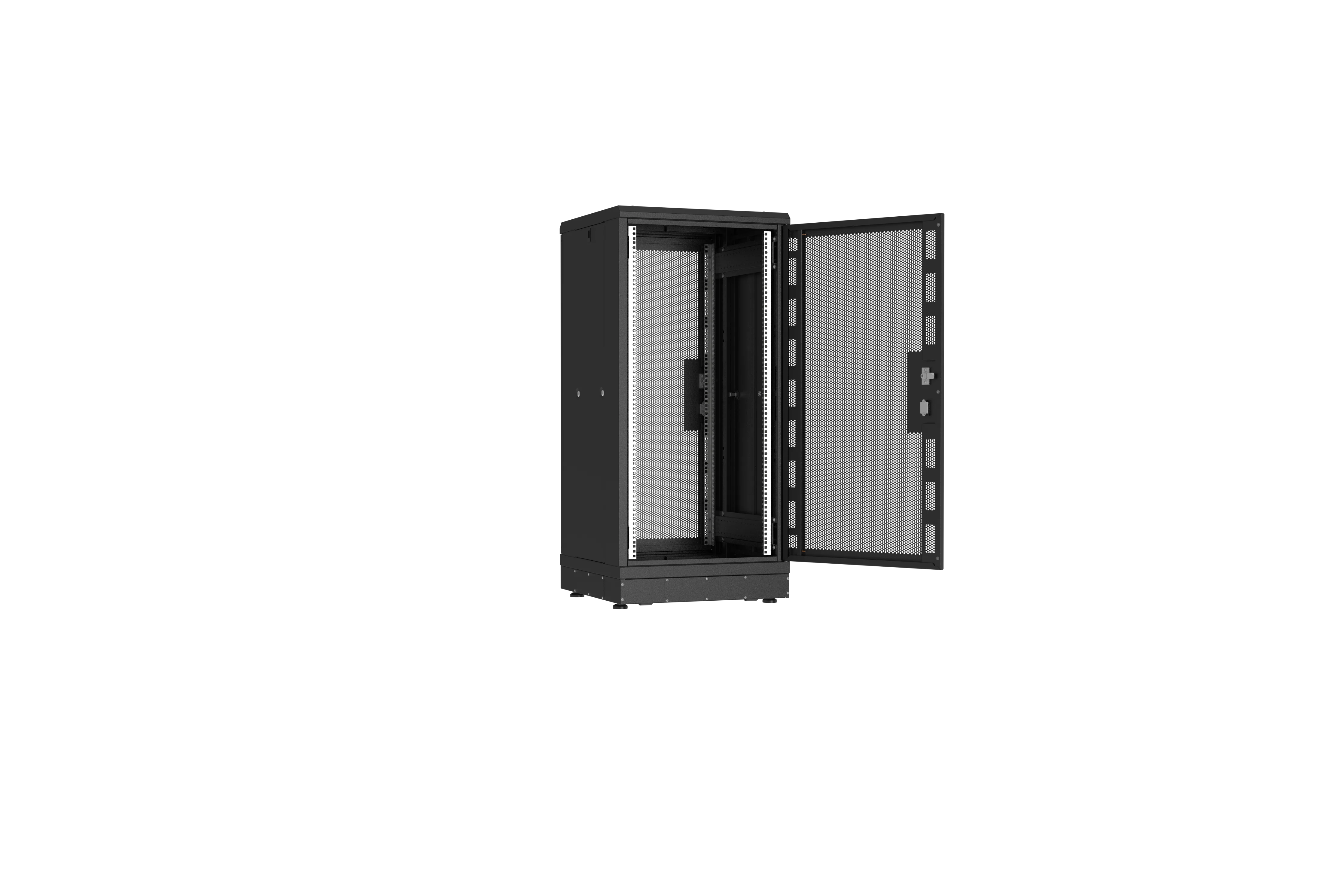 Напольный шкаф NIKOMAX серии TFR-R2 19", 24U, перфорированные двери, металлические стенки, Ш600хВ1280хГ600мм, в разобранном виде, черный tfr-246060-pmpm-r2-bk