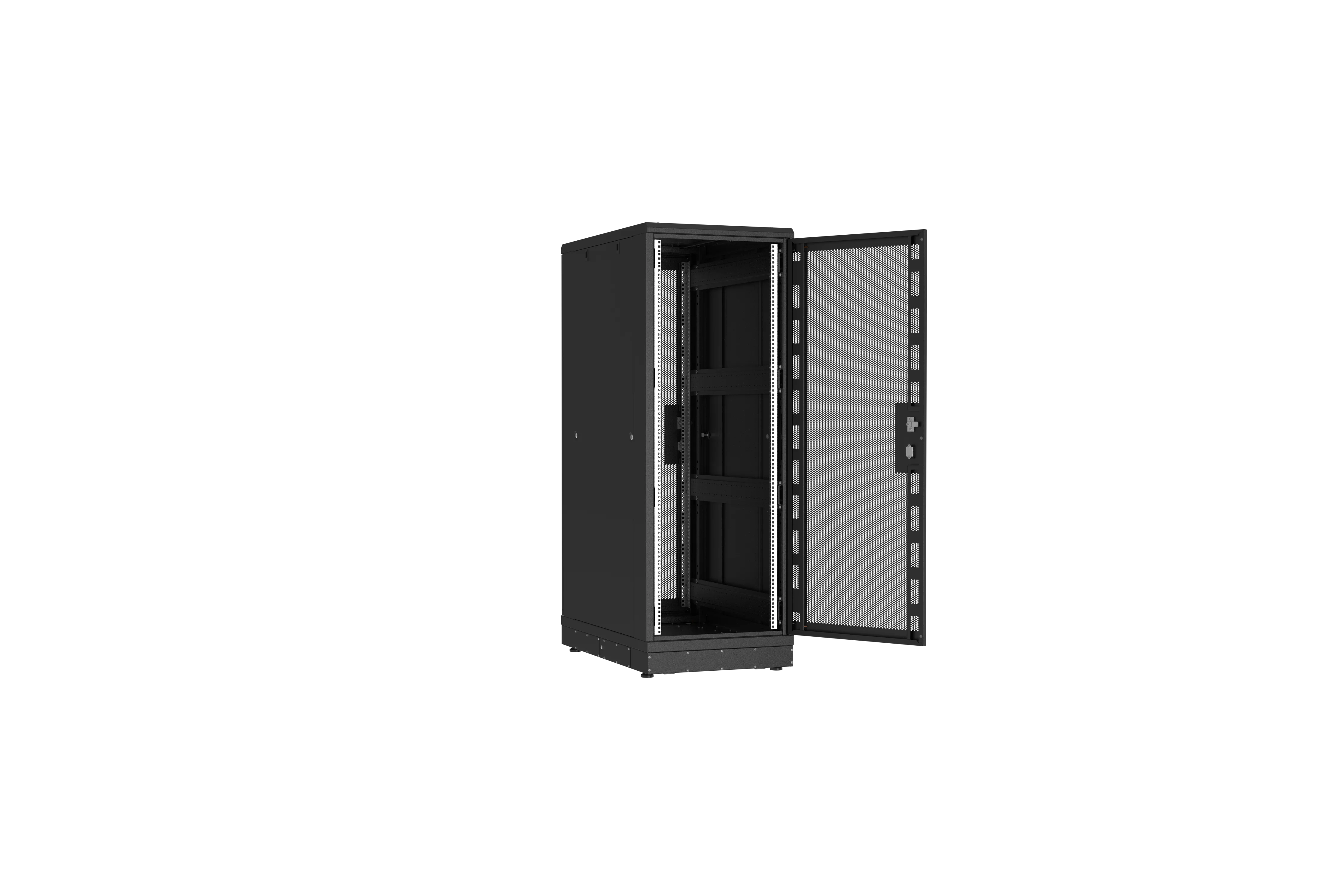 Напольный шкаф NIKOMAX серии TFR-R2 19", 33U, перфорированные двери, металлические стенки, Ш600хВ1610хГ1000мм, в разобранном виде, черный TFR-336010-PMPM-R2-BK