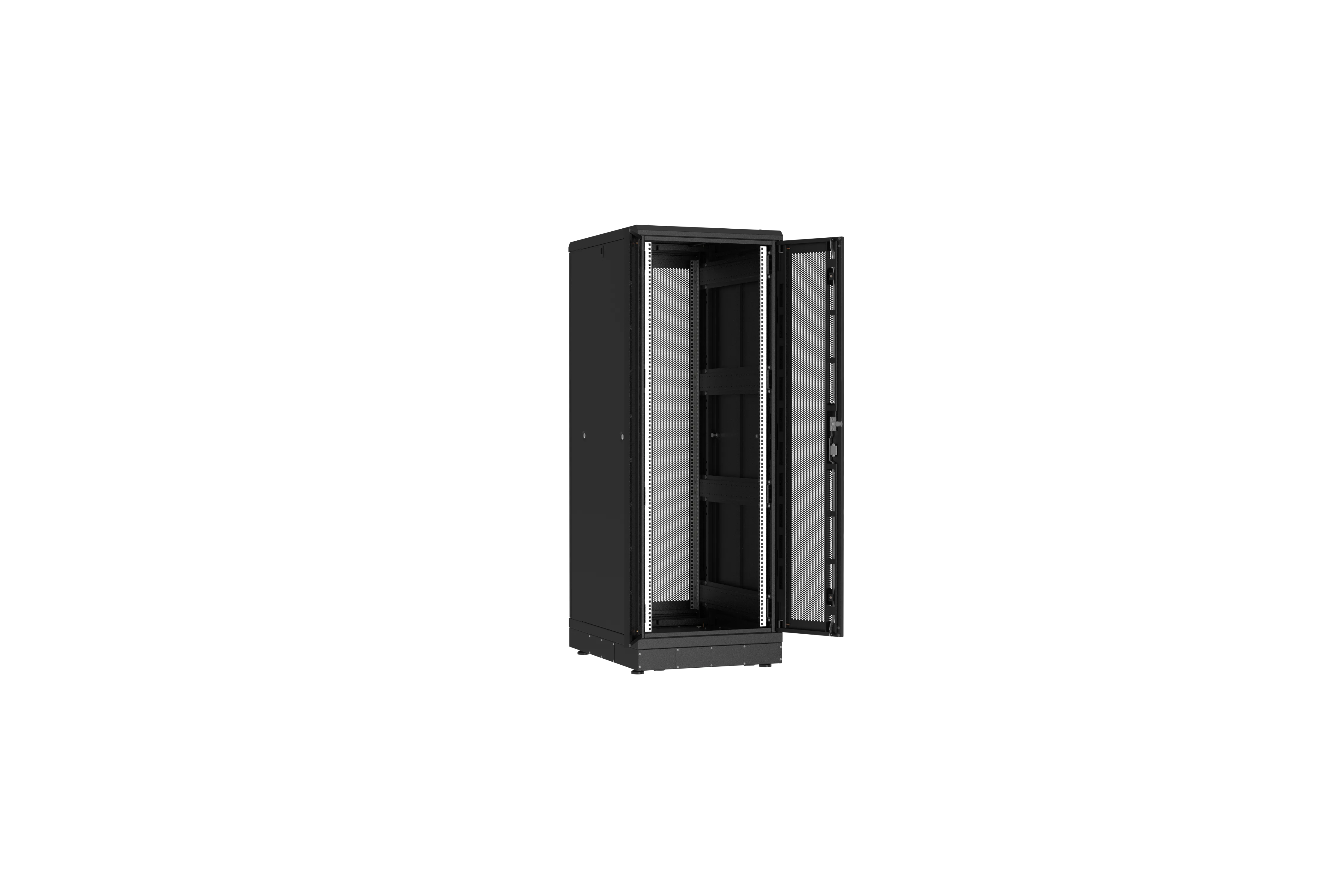 Напольный шкаф NIKOMAX серии TFR-R2 19", 33U, двустворчатые перфорированные двери, металлические стенки, Ш600хВ1610хГ800мм, в разобранном виде, черный tfr-336080-wmwm-r2-bk