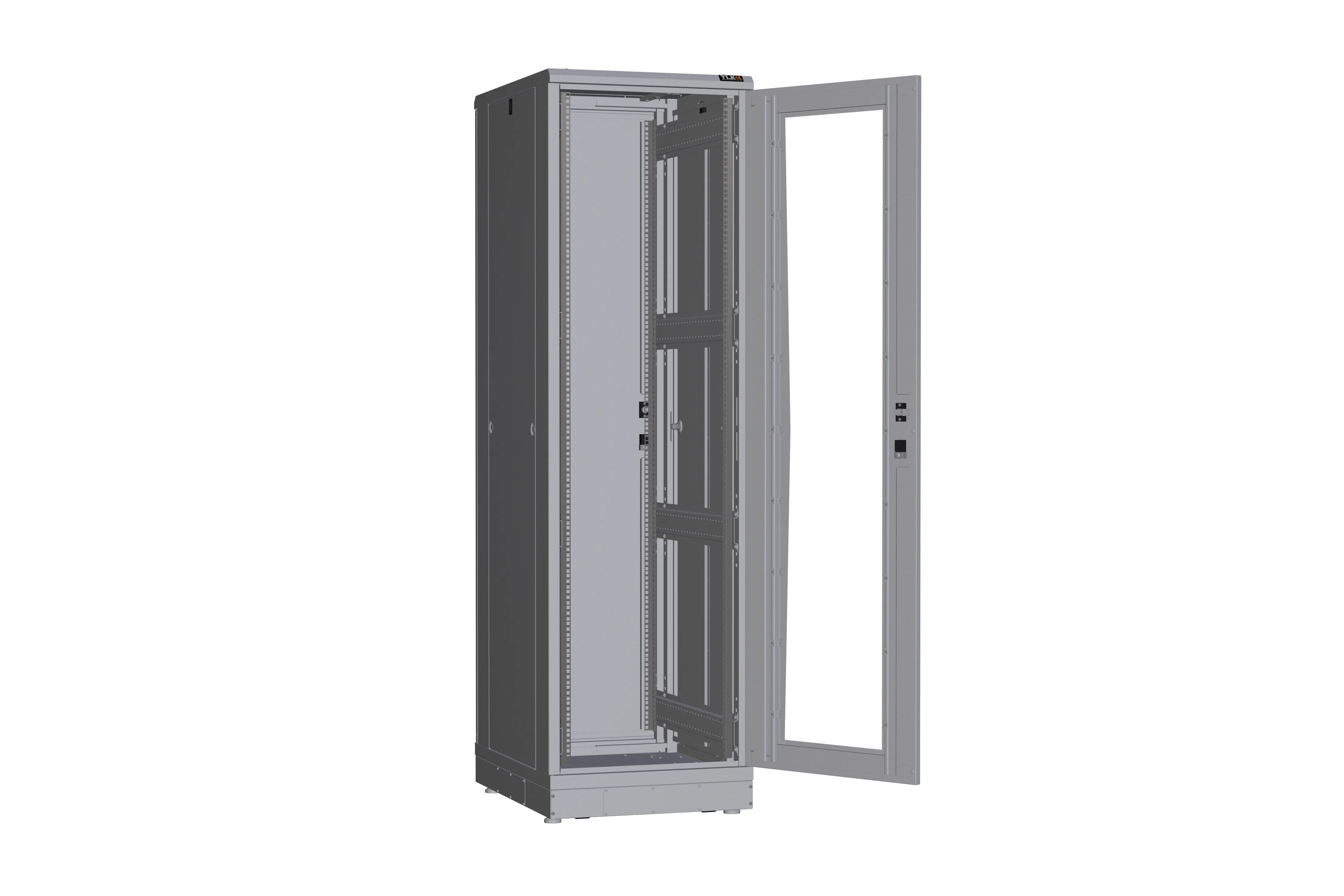 Напольный шкаф NIKOMAX серии TFR-R2 19", 42U, дверь со стеклом и металлическая, металлические стенки, Ш600хВ2012хГ800мм, в разобранном виде, серый tfr-426080-gmmm-r2-gy