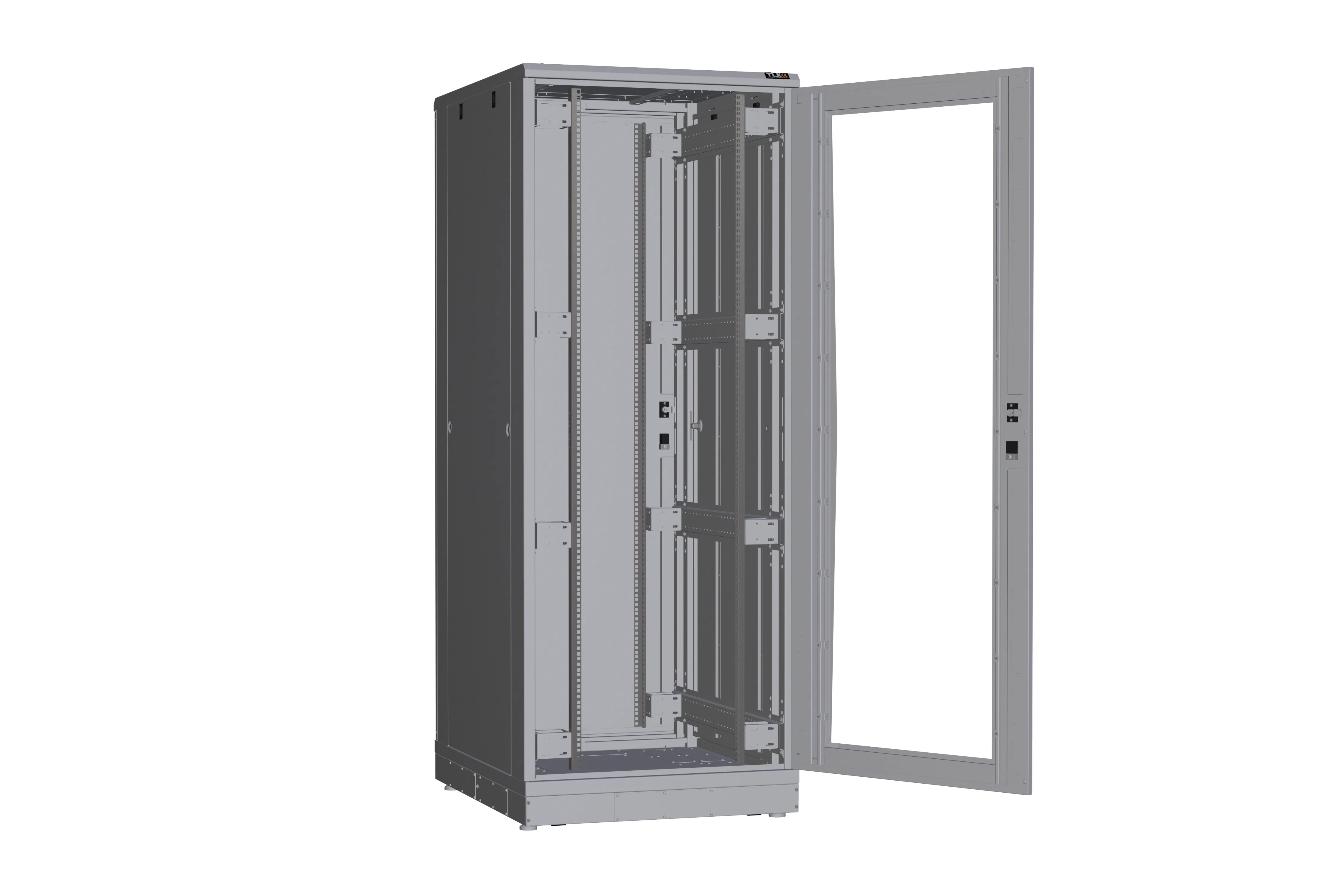 Напольный шкаф NIKOMAX серии TFR-R2 19", 42U, дверь со стеклом и металлическая, металлические стенки, Ш800хВ2010хГ1000мм, в разобранном виде, серый TFR-428010-GMMM-R2-GY
