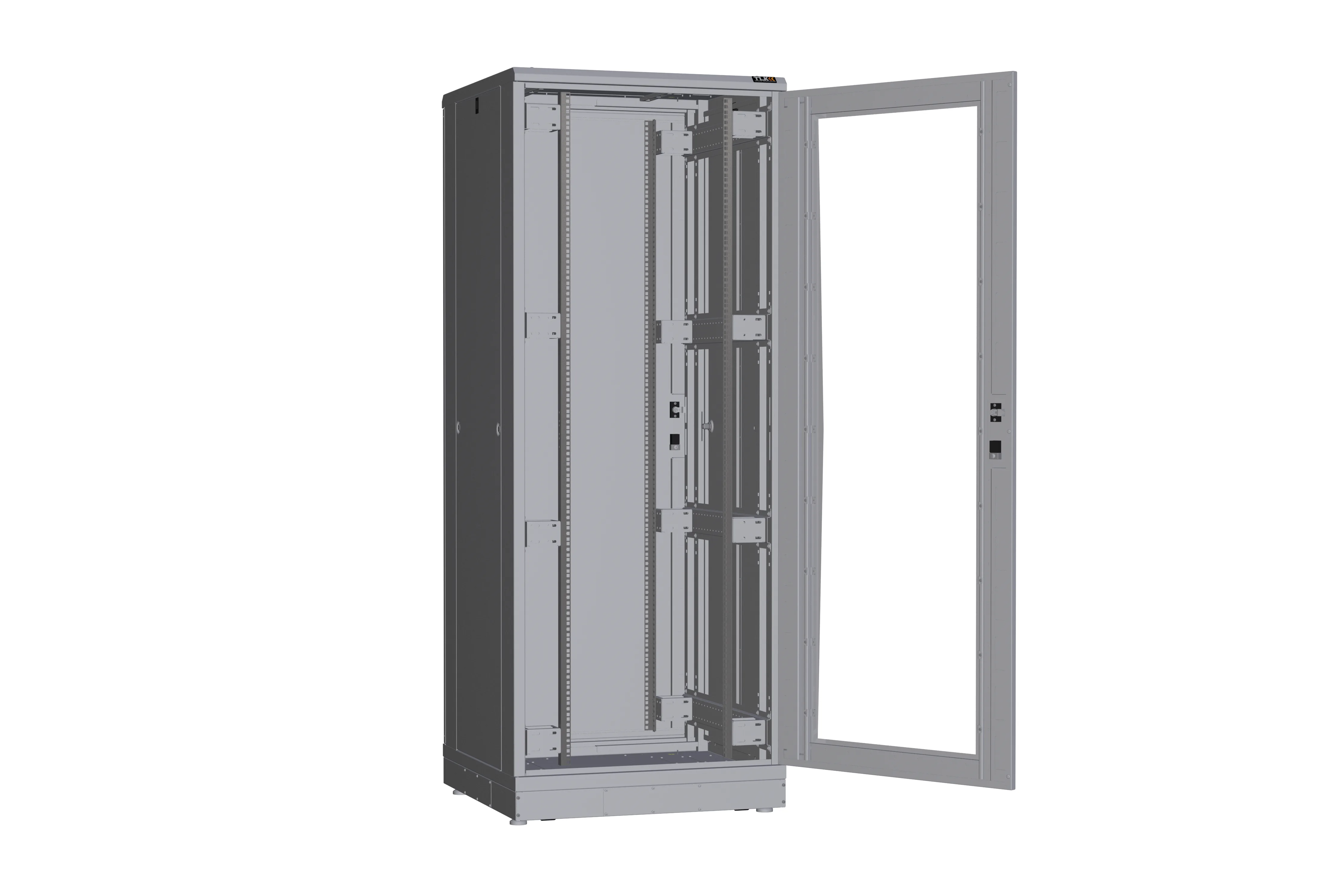 Напольный шкаф NIKOMAX серии TFR-R2 19", 42U, дверь со стеклом и металлическая, металлические стенки, Ш800хВ2010хГ800мм, в разобранном виде, серый TFR-428080-GMMM-R2-GY