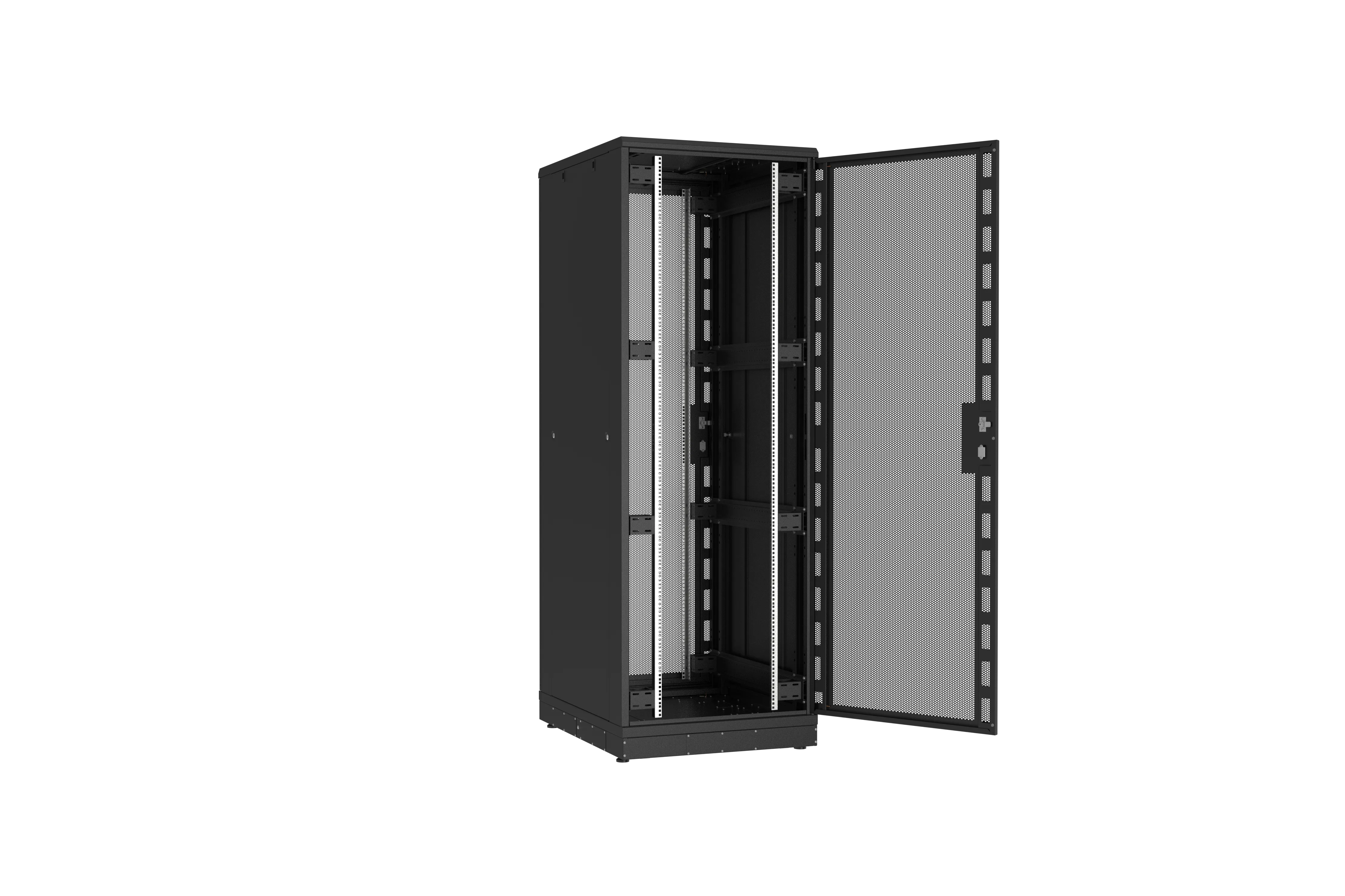 Напольный шкаф NIKOMAX серии TFR-R2 19", 47U, перфорированные двери, металлические стенки, Ш800хВ2232хГ1000мм, в разобранном виде, черный TFR-478010-PMPM-R2-BK