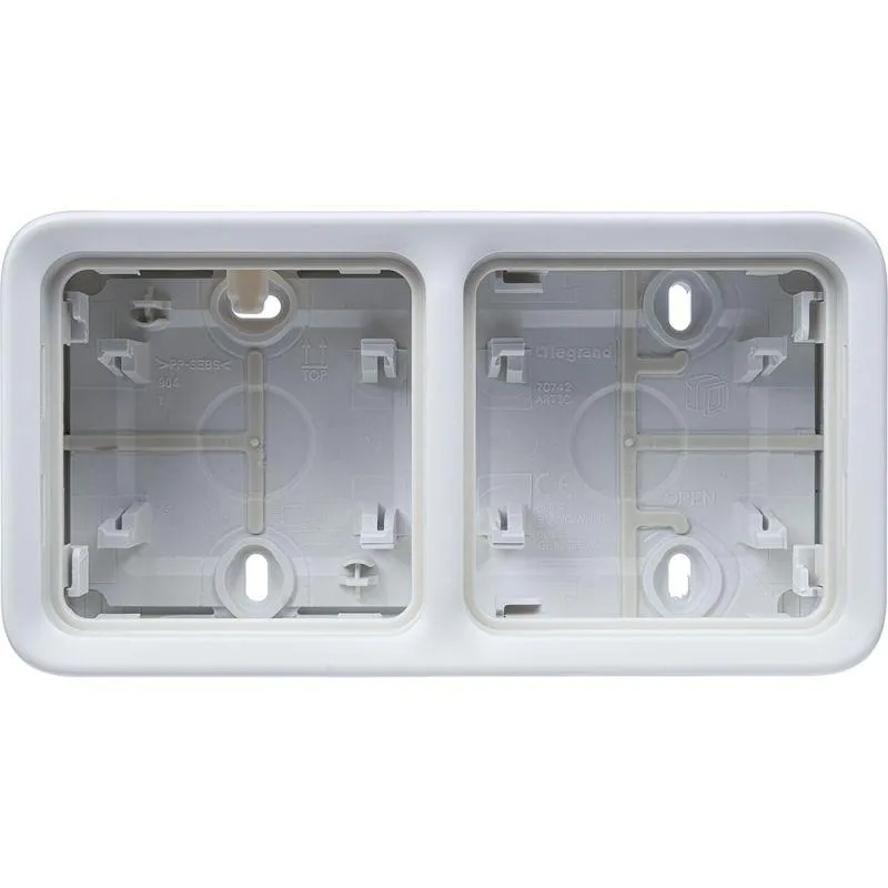 Коробка наружная двухпостовая IP55, горизонтальная, цвет белый