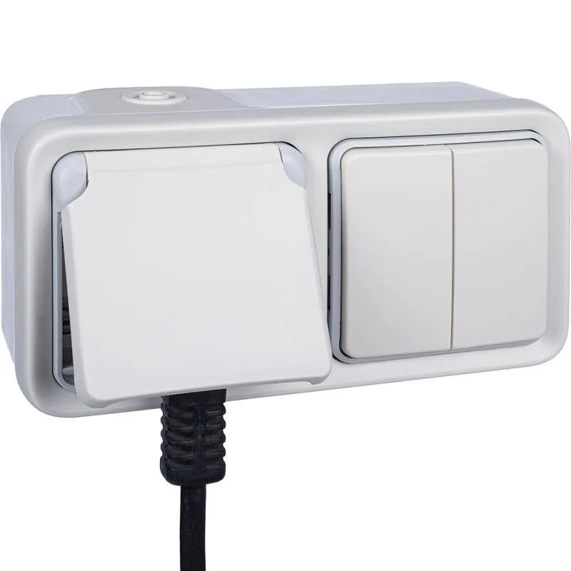Коробка наружная двухпостовая IP55, горизонтальная, цвет белый