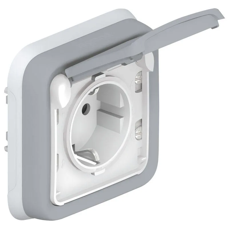 Plexo Розетка с заземлением IP55 серая Legrand 069833