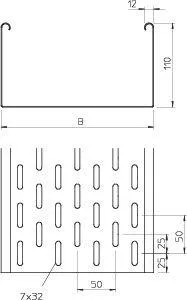 Кабельный листовой лоток перфорированный 110x500x3000
