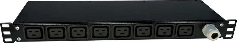 Блок силовых розеток Eurolan, горизонтальный, IEC 320 C19 х 8, вход КК, 1U, 44х440х160 мм (ВхШхГ), 32А, чёрный 60a-61-56-08bl