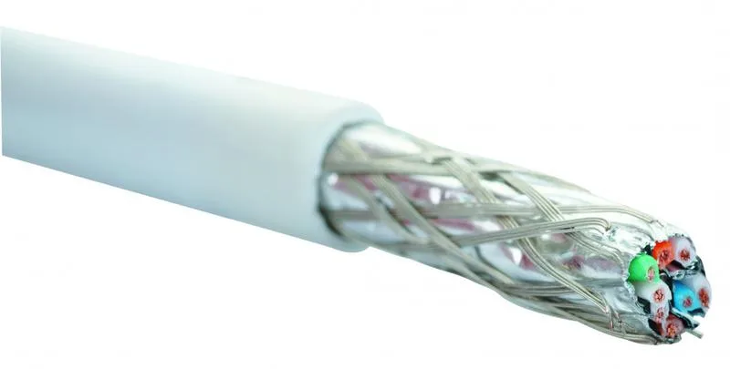 Кабель витая пара Eurolan, S/FTP, 4 пар., кат. 6A, проводник Ø 0,56мм, AWG23, нг(А)-HF, 1м (катушка 500м), тип прокладки: внутри зданий, цвет: белый 19c-sa-12wt-r500
