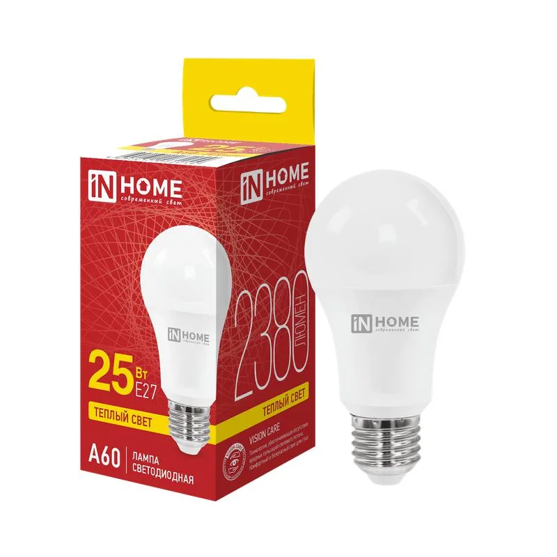 Лампа светодиодная LED-A60-VC 25Вт 230В Е27 3000К 2380Лм IN HOME 4690612062044