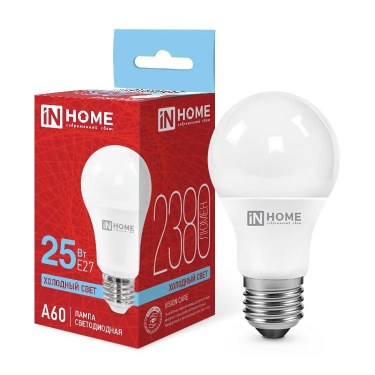 Лампа светодиодная LED-A60-VC 25Вт 230В Е27 6500К 2380Лм IN HOME 4690612062068