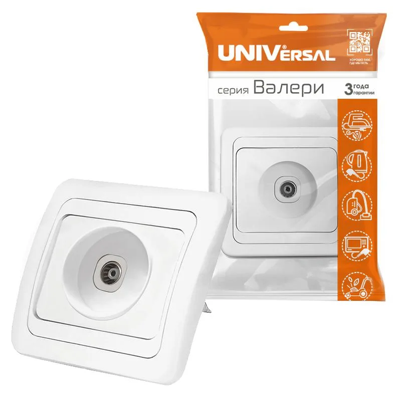Розетка Валери TV белая