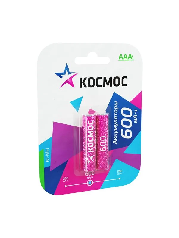 Аккумулятор 600мАч R03 NiMH 2BL Космос kocr03nimh(600mah)