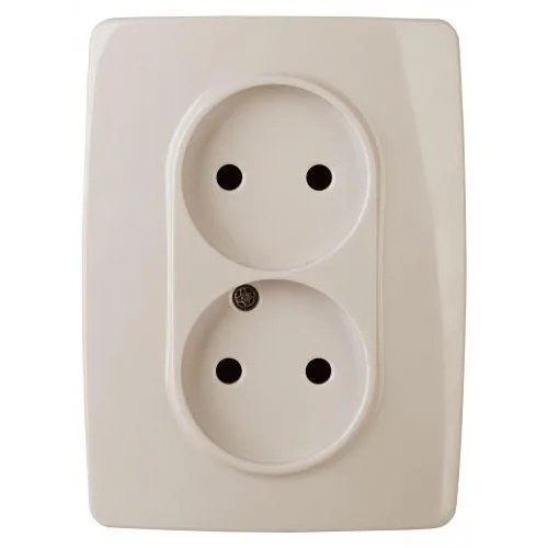 Розетка 2X2P, 16A-250В, Эра12, слоновая кость, 12-2107-02 б0031239