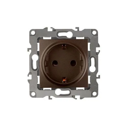 Розетка 2P+E Schuko, 16A-250В, б.л., Эра12, бронза, 12-2001-13 б0019308