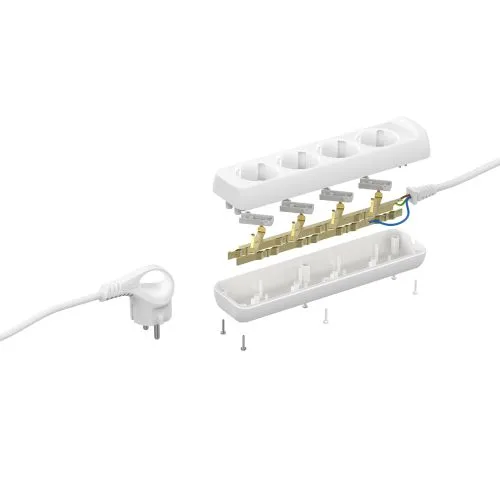 Удлинитель c заземл., 3х1мм2, 16А, ПВС, 4гн, 5м (10/840) U-4e-5m-3x1