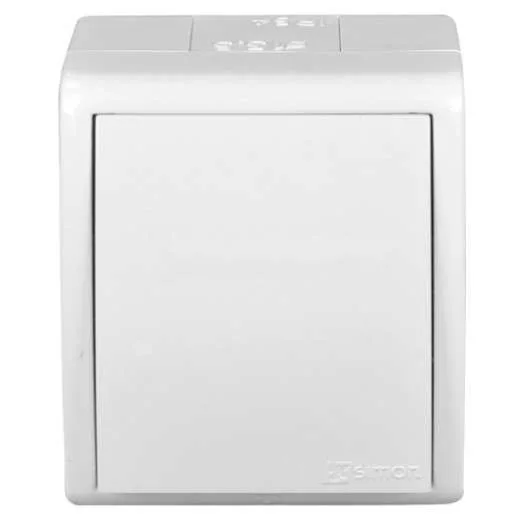 Выключатель одноклавишный, IP54 10А 250В, винтовой зажим, S15A, белый Simon 1594101-030