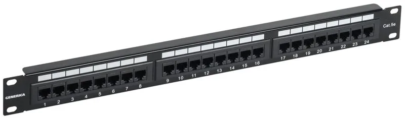 Патч-панель 1U категории 5Е UTP 24 порта (Krone) GENERICA Iek pp24-1uc5eu-k05-g