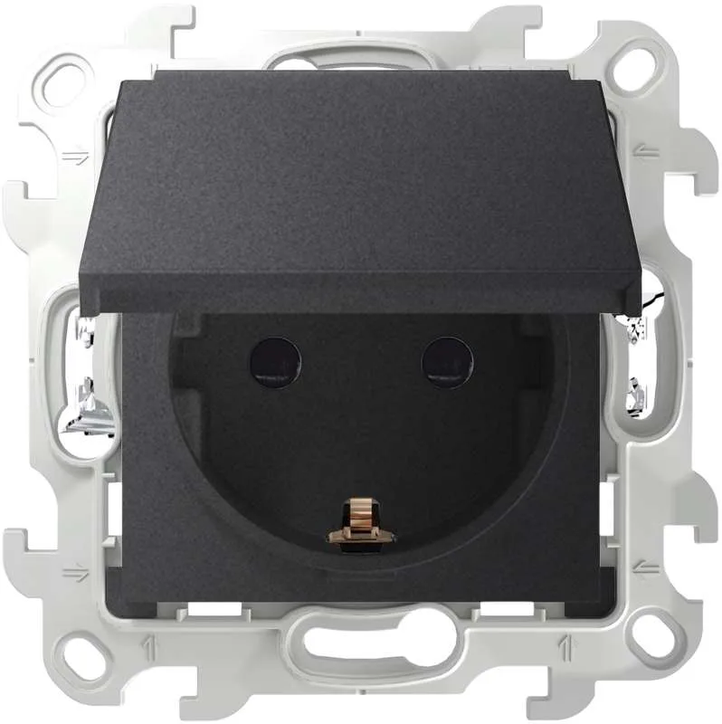 Розетка 2К+З IP44 Push&Go, графит Simon 2420448-038
