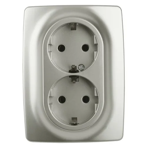 Розетка 2X2P+E Schuko со шторками , 16A-250В, Эра12, перламутр, 12-2108-15 б0036451