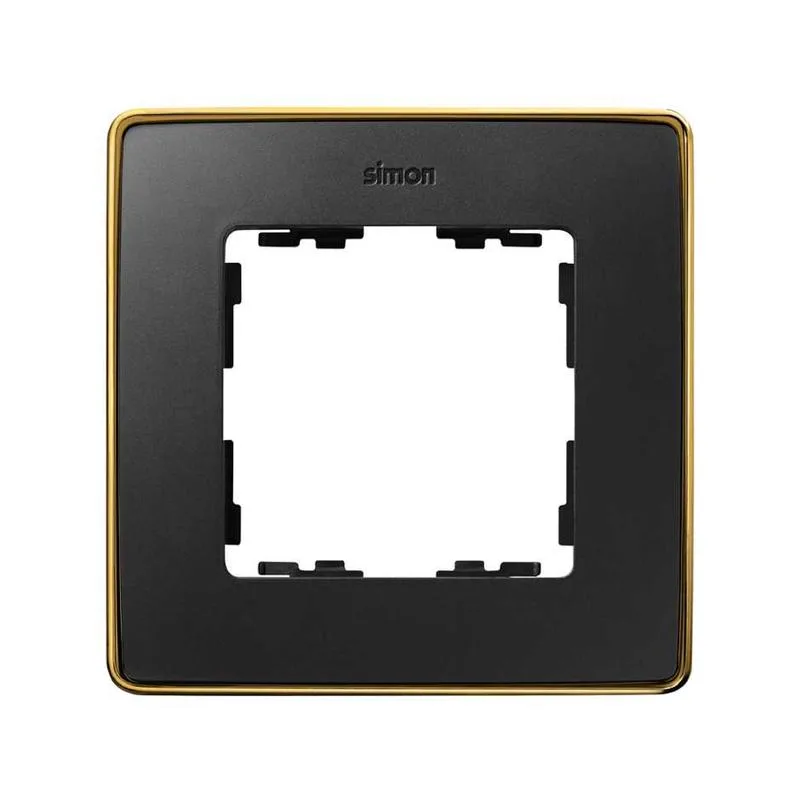 Рамка 1 пост графит основание золото SIMON 8201610-242