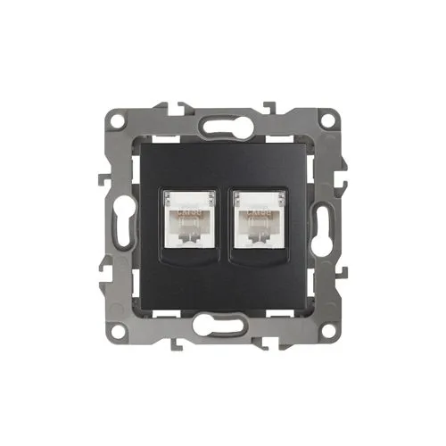 Розетка информационная двойная 2XRJ45, Эра12, антрацит, 12-3108-05 Б0014733