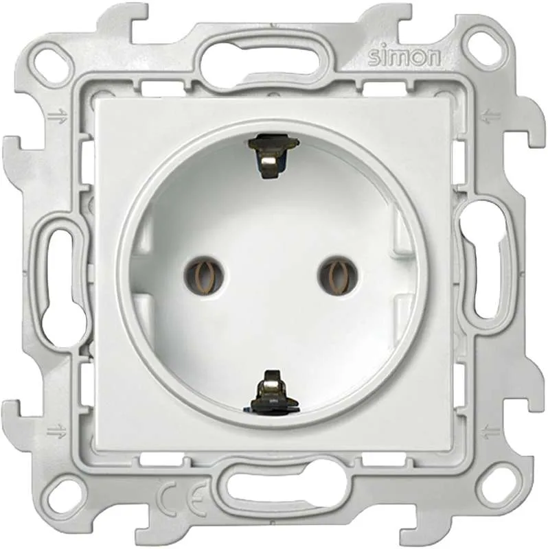 Розетка 2К+З Schuko без штор, белый Simon 2450434-030