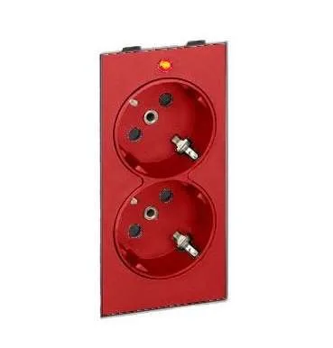Connect Розетка двойная с заземлением 16А 250В CIMA-модуль 52x108 мм SC красный SIMON S1-6