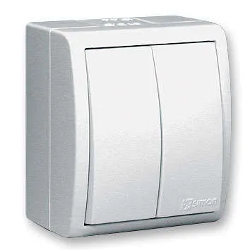 15 Aqua Выключатель двухклавишный IP54 10А 250В винтовой зажим S15A белый Simon 1594398-030