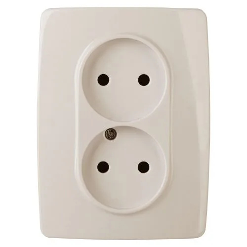 Розетка 2X2P, 16A-250В, винт, Эра12, слоновая кость, 12-2117-02 б0031249