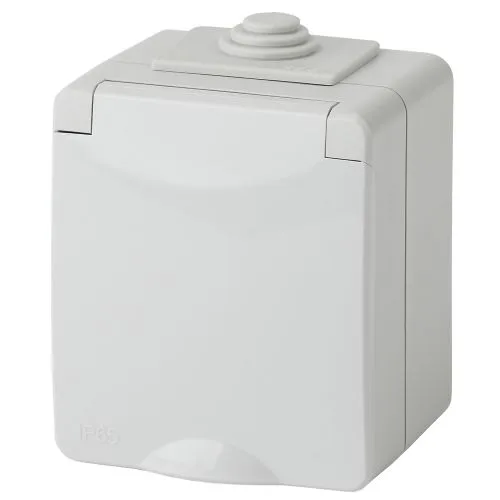 Розетка 2P+E IP65, 16A-250В, ОУ, Эра Эксперт, серый, 11-2601-03 Б0035988