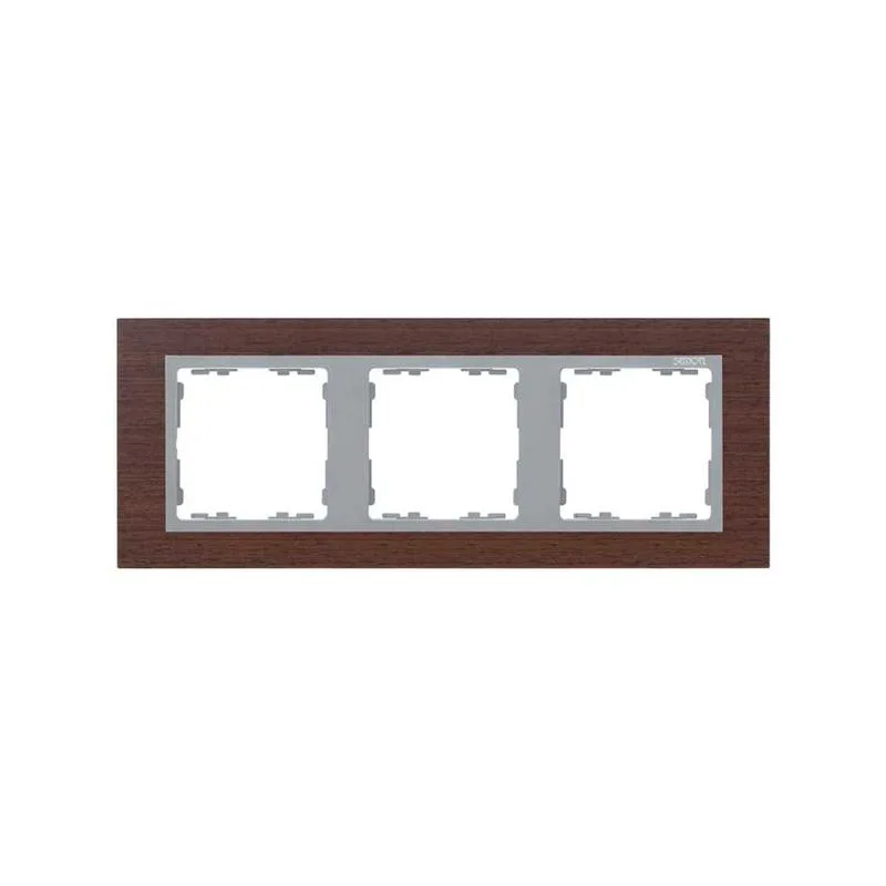 Рамка на 3 поста, S82N, венге - алюминий (дерево) SIMON 82937-65
